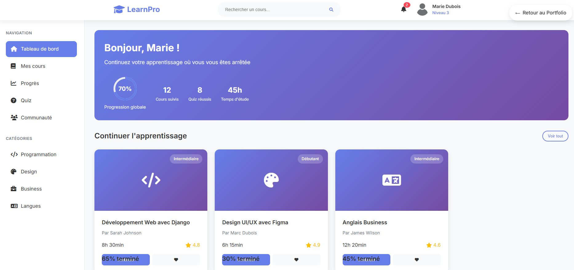 Plateforme d'Apprentissage Django Python PostgreSQL